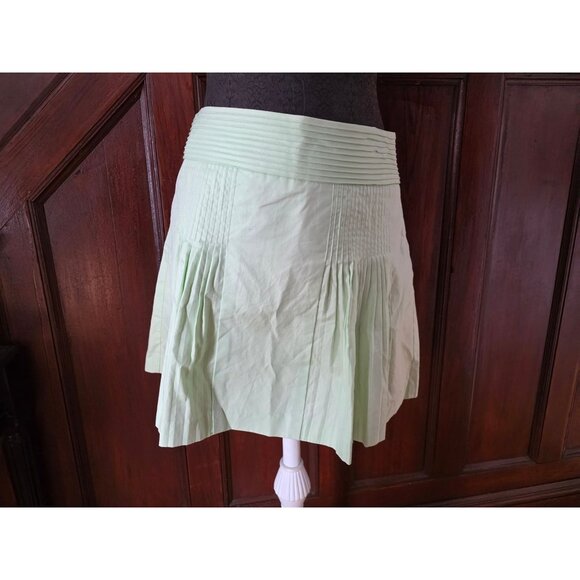 J.Crew Mint Green Pleated A-Line Skirt Womens 6 100% Cotton Lined - Picture 1 of 6